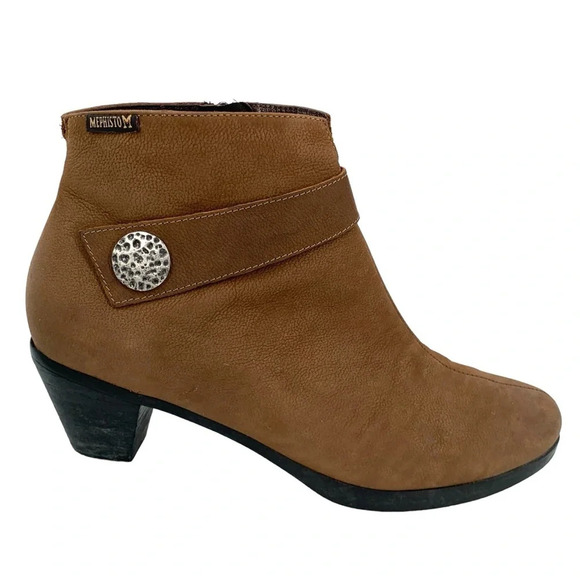 Mephisto Ankle Boots Booties Womens 8.5 Brown Leather Zip Up Fall - Picture 1 of 11
